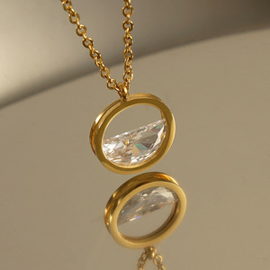 Collar de Acero Inoxidable 18K con Circonita, Diseño Hueco Minimalista con Colgante de Amor, para Mujer, Venta al Por Mayor, Año Nuevo 2023 - Product Image 3