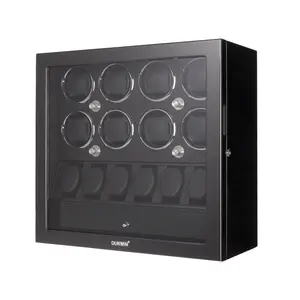 High Quality Piano Black Orbit Wooden Jewelry Box 6+8 Slots Watch Winder Storage Automatic Drawer 3 In 1 Stock Patent Design