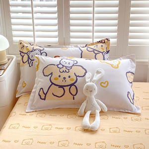 100% polyester 4 pièces doux Double brossé microfibre ensemble de literie hypoallergénique sans rides moderne dessin animé feuille housse de couette - Product Image 6