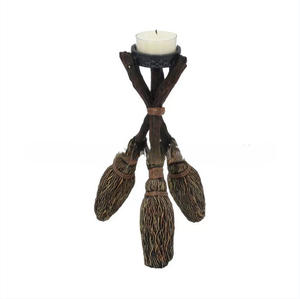 Witt Halloween escoba mágica portavelas estatuilla resina artesanías exhibición para brujería Tarot Mesa pieza decorativa - Product Image 6
