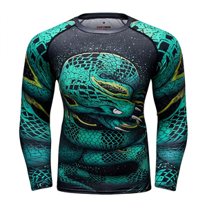 เสื้อรัดกล้ามเนื้อแขนยาวสำหรับผู้ชาย COOYLUNDIN สำหรับ MMA BJJ พิมพ์ลายแบบ Heat-Transfer สีสันตามสั่ง น้ำหนัก 220 กรัม แห้งเร็ว ไร้ตะเข็บ สำหรับเล่นกีฬา - Product Image 6