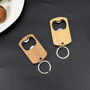 उच्च गुणवत्ता वाली लकड़ी कीचेन कस्टम लोगो प्राकृतिक लकड़ी की बोतल ओपनर कॉर्कस्क्रू स्टेनलेस स्टील व्यक्तिगत रिक्त कीचेन - Product Image 2