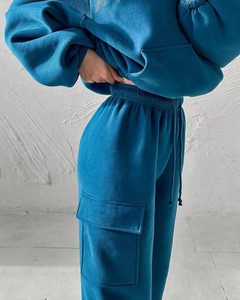 Ensemble de survêtement pour <span class=keywords><strong>femme</strong></span> en coton de haute qualité, personnalisable, comprenant un sweat à capuche et un <span class=keywords><strong>pantalon</strong></span>, couleur unie, coupe ample, pour le <span class=keywords><strong>jogging</strong></span>, haut long - Product Image 3