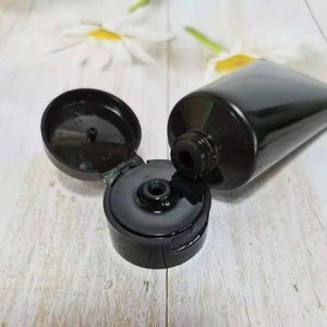 Tubo cosmético negro brillante de 50 ml con tapa abatible para dispensador de limpiador facial - Product Image 3