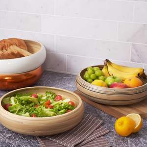 Mangkuk Salad bambu alami, mangkuk saji besar, mangkuk ringan putih untuk makanan ringan, wadah buah untuk dekorasi dapur - Product Image 3