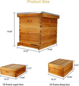 全新完整的10框蜂箱套件蜂蜡涂层框架基础板，适用于各级养蜂畜牧设备 - Product Image 2