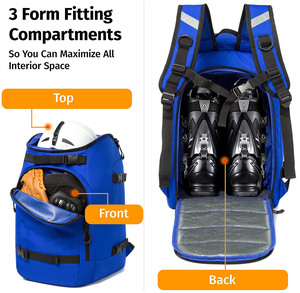 Échantillon gratuit Sac à dos de ski Logo personnalisé 50L Grande capacité Résistant à l'eau Sac de voyage rembourré pour le ski Sac à chaussures de snowboard pour chaussures de ski - Product Image 5