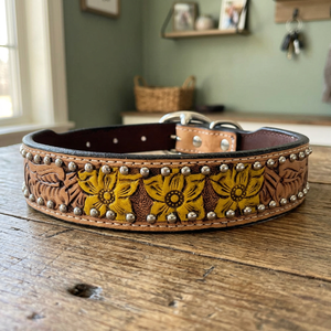 Nouveau Collier pour Chien en Cuir de Vachette Personnalisé Peint à la Main, Motif Animalier Style Western, Vente en Gros, Fabricant Indien de Premier Plan - Product Image 4