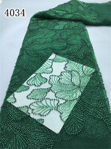 Tessuto di Lusso 4034 di Alta Qualità, Pizzo 3D con Perle per Abiti da Cerimonia Asoebi Aso Oke, Tessuto Francese per Abiti da Donna, Bianco, per Cucire, per Compleanni, Spedizione Mondiale - Product Image 2