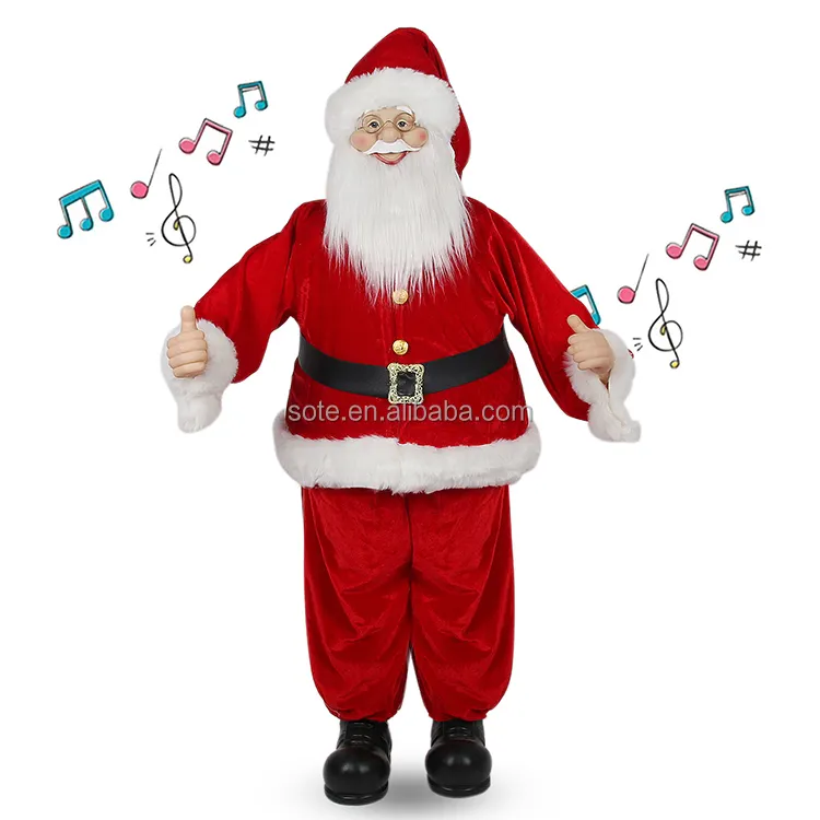 Papai Noel dançante vermelho 150cm Papai Noel musical em tamanho real Papai Noel cantando e dançando brinquedos para decoração de festas