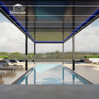Auvent bioclimatique imperméable Zemscape, couverture imperméable à l'eau, toit à lamelles, pavillon à lamelles, auvent extérieur en aluminium