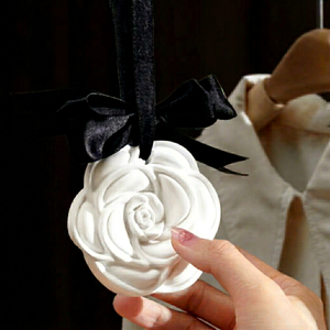 Elegant White Rose Hanging <b>Car</b> Freshener Resin Long Lasting Scent Natural Evaporation No Electricity Needed - Product Image 1