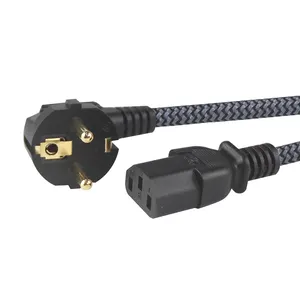 Computer AC Power Cord 1m Black 250V 10A EU CEE7/7 Schuko to IEC 60320 C13 Mains Lead Cable for PC PDU UPS