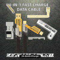 Vente chaude Câble de données multifonction 4 en 1 en nylon et métal avec étui, charge rapide 3A USB/Type C 8 broches pour iPhone 15/16 et Android