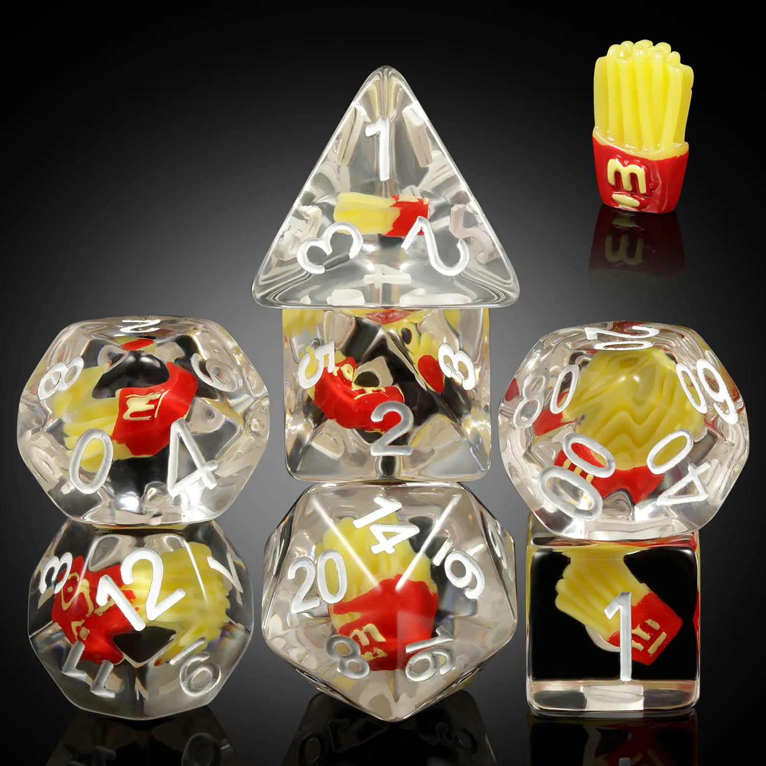 Dadu chip DND Set 7 buah Resin polihedral dadu kustom kentang goreng DND untuk D & D permainan peran dan permainan meja