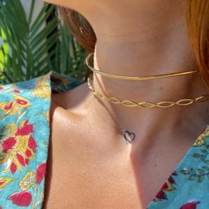 Collier ras du cou CUCOCUCA YFB 010 en acier inoxydable à maillons ovales, bijou de cou moderne et minimaliste, design simple pour les tenues d'été - Product Image 3