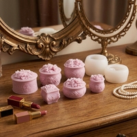 Boîte de rangement en silicone pour fleurs de roses Moule en silicone pour bricolage Moule en silicone pour chandelier Moule en plâtre pour décoration intérieure