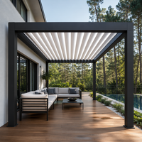 Pergola motorisée moderne en aluminium économique avec lames orientables, protection UV UPF 50+, imperméable, pour terrasse extérieure, jardin et villa