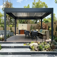 Pérgola de Aluminio de Grado Comercial con Techo de Láminas Motorizadas, Resistente al Agua y al Viento, Personalizable, Bioclimática, para Jardín Exterior