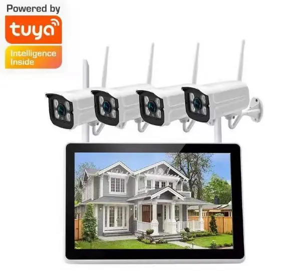 טויה אלחוטית עם סט מסך מצלמת רשת wifi 2 mp HD ביתית 4CH עם מסך הכל-באחד