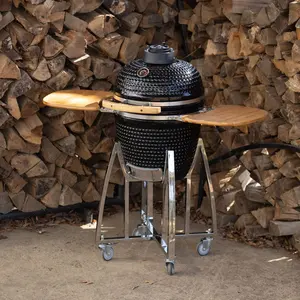 Kamado commercial d'extérieur en céramique de 20 pouces, grilles de barbecue au charbon de bois en acier de 13 à 29 pouces avec design pliant pour barbecue fumeur