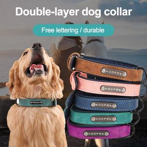 Moda logotipo personalizado nombre perro Collar ajustable alta calidad mascota perro Collar doble capa PU cuero mascota perro collares - Product Image 2