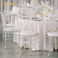 Chaises et tables transparentes pour salle de banquet, salle à manger, chaise en acrylique cristal