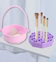 Support de rangement multifonctionnel en silicone écologique pour nettoyage de pinceaux de maquillage, avec bol de drainage suspendu pour bureau, usage domestique et commercial, personnalisable