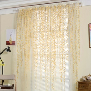 Rideaux de fenêtre transparents à <span class=keywords><strong>motif</strong></span> de feuilles de <span class=keywords><strong>bambou</strong></span> Écrans légers d'inspiration asiatique - Product Image 4