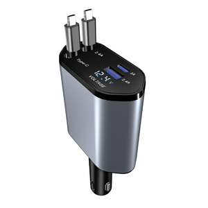 Cargador súper rápido Mini Metal Digital <span class=keywords><strong>4</strong></span> en 1 Cargador de coche 120W USB + PD Adaptador de carga de coche de carga rápida Compatible - Product Image 5