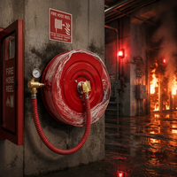 Enrouleur de tuyau d'incendie en acier inoxydable certifié BS avec longueur de tuyau personnalisée 25 mm, installation facile pour la protection incendie dans les espaces publics