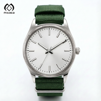 Montre-bracelet à quartz minimaliste Migaga, légère, étanche 100 m, bracelet en nylon NATO 22 mm, cadran vert, pour homme
