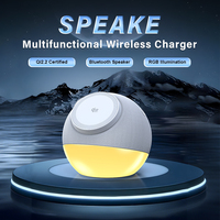Support de téléphone de bureau personnalisé avec charge sans fil rapide 15W/10W, lumière LED, chargeur 6-en-1, type-C, écouteurs