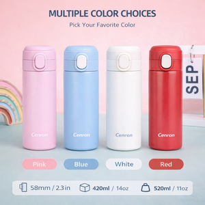 Stainless Steel Vacuum Tumbler 420ml Thermal Insulation <b>Bottle</b> for Travel in <b>Pink</b> Blue White Red - Product Image 1