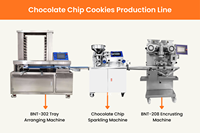 Ligne de production automatique de biscuits aux pépites de chocolat BNT-208 en acier inoxydable, haute productivité, commande tactile, machine à biscuits fourrés