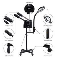 Appareil de soin du visage professionnel chaud et froid avec lampe loupe - Machine à vapeur faciale double tête sur pied pour le soin des pores