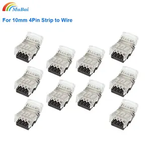 4 Pin RGB LED Light Strip Solderless Snap Connectors for 10mm RGB 5050 LED Strip Lights Strip to Wire Quick Connection