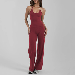 Set da Allenamento per Donna: Top Regolabile <span class=keywords><strong>con</strong></span> Schiena Aperta e Pantaloni a Gamba Larga, Leggings a Zampa per Fitness e Yoga - Product Image 5