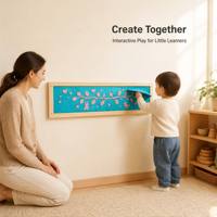 Papan Sensorik Kayu Montessori Papan Gambar Kreatif Panel Dinding Kain Payet untuk Peralatan Ruang Belajar Mainan Autisme