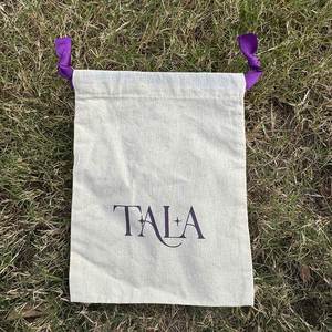 Recyclable Mini 100% Organic Cotton Canvas Dust <b>Drawstring</b> <b>Pouch</b> Bag with High Quality Accept Customized Logo - Product Image 6