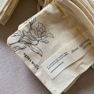 अनुकूलित लोगो मुद्रित लिनन कपास ड्रॉस्ट्रिंग शादी उपहार बैग पाउच पर्यावरण के अनुकूल कपास साबुन पाउच - Product Image 3