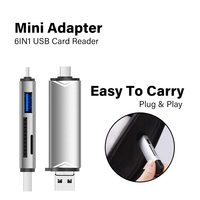 Lector de tarjetas OTG Jaster 6 en 1, USB 3.0 a adaptador micro USB tipo C, unidad flash, lector de tarjetas de memoria inteligente, lector de tarjetas TF SD