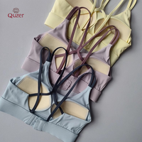 Bra Push up wanita hitam bantalan tetap, Bra olahraga putih dampak tinggi kuning Push up harga rendah kustom grosir