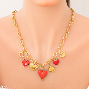 Collar de Perlas Ajustable DIY al por Mayor, Chapado en Oro de 18K, Acero Inoxidable, Cierre <span class=keywords><strong>OT</strong></span> con Colgante de Corazón, Sol y <span class=keywords><strong>Botas</strong></span> para Mujer - Product Image 6