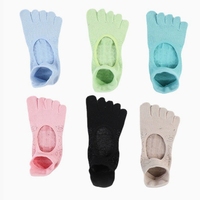 Vente en gros Chaussettes athlétiques à tirette de style pieds nus pour femmes, dos nu, semelle antidérapante et fendue, demi-orteil, pour le fitness