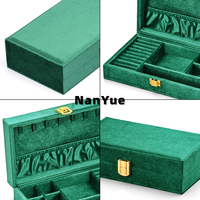 Boîte à bijoux en velours avec serrure, organisateur de rangement rectangulaire à couvercle rabattable pour bagues, colliers, boucles d'oreilles, bracelets, présentoir, logo personnalisé