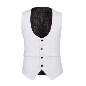 Abito da <span class=keywords><strong>uomo</strong></span> 3 pezzi Slim Fit Jacquard <span class=keywords><strong>smoking</strong></span> One Button scialle colletto giacca gilet pantaloni - Product Image 3