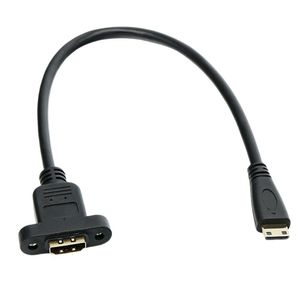 Cable de extensión Mini HDMI macho a HDMI hembra con orificios de montaje, 20 cm, cable de cobre sin oxígeno chapado en oro - Product Image 2