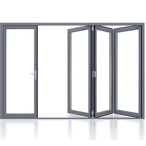 Exterior Frameless Movable Glass Partition Full Open Aluminum Folding Sliding Glass Door For Pergola Sunroom Doors Aluminum