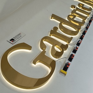 Custom Metal Gold 3d Logo Acrylic Shop Storefront Backlit Channel Letter Store <b>Electronic</b> <b>Sign</b> Board for Indoor Outdoor - Product Image 2